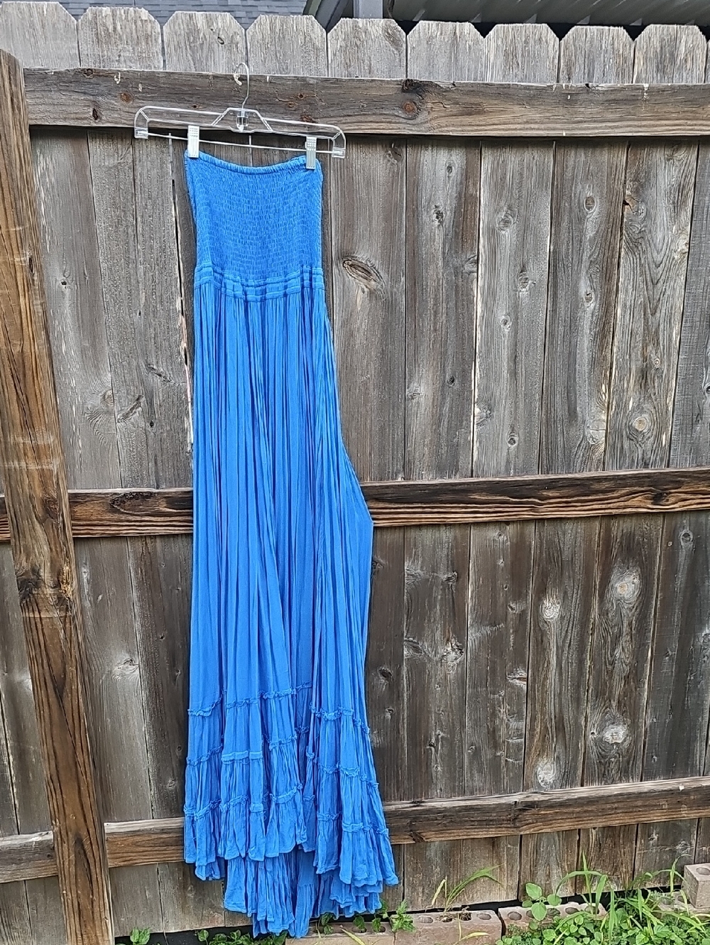 Extratropical Blue Smocked Maxi Skirt - Lightweight Boho Tiered Skirt